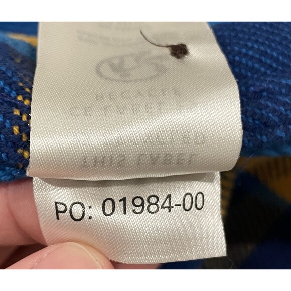 Outerknown Blanket Shirt Jacket Button Up Flannel Blue Yellow Plaid Men's Small - Picture 4 of 8